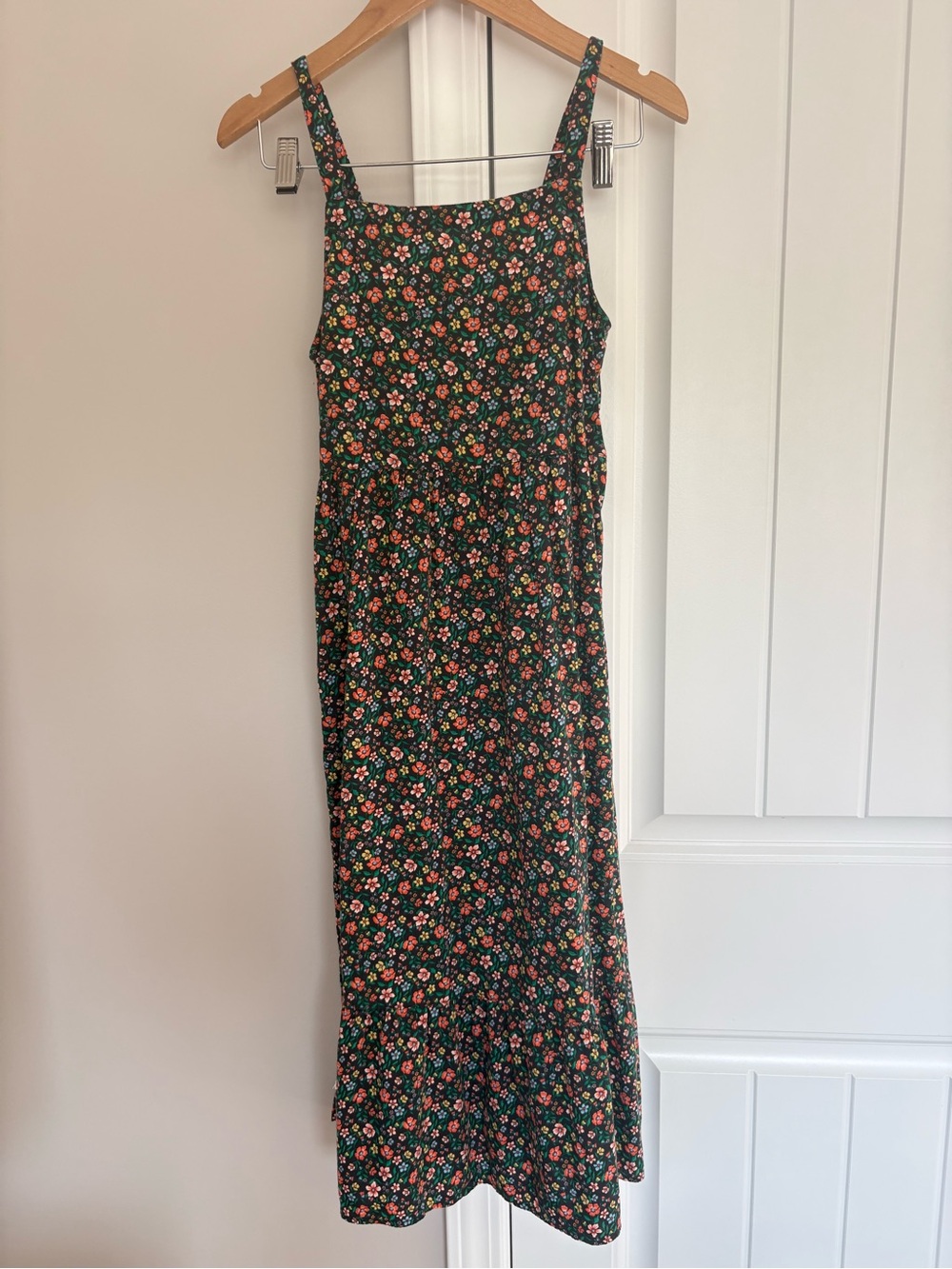 Old Navy Black Floral Maxi Dress with Pink and Orange Flowers
